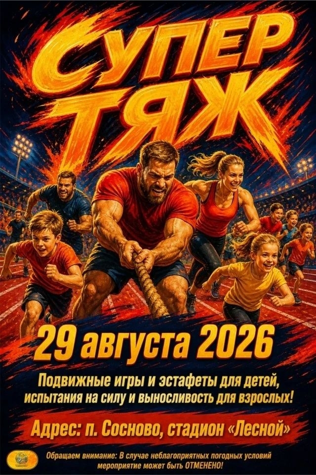 В Сосново 29 августа проведут массовый спортивный праздник СУПЕР ТЯЖ