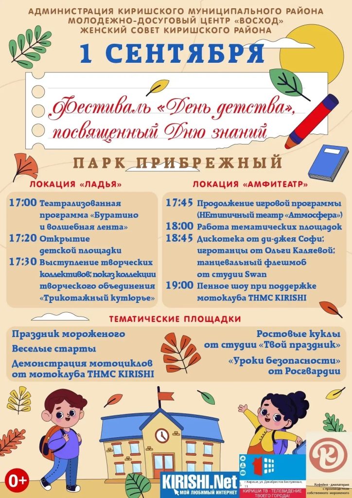В парке «Прибрежный» пройдет фестиваль «День детства» ко Дню знаний